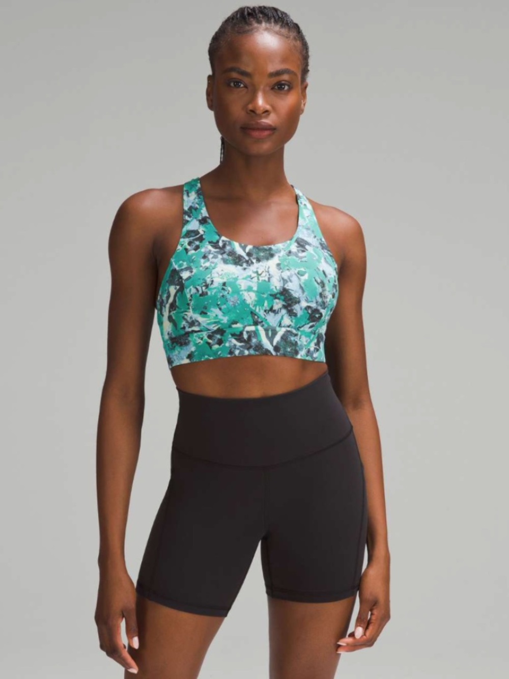 Lululemon Everlux Train Sports Bra Sz 8 Medium Support Green Fitness Training